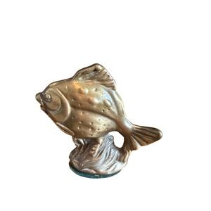 Vintage Brass Fish Figurine Sculpture‎ Nautical Coastal Decor Made in Taiwan